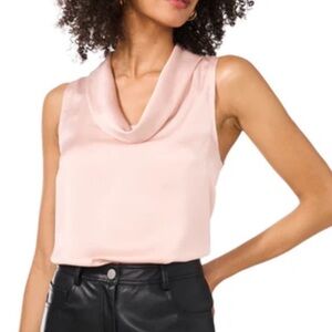 Vince Camuto Pink Hammered Sleeveless Cowl Neck Top